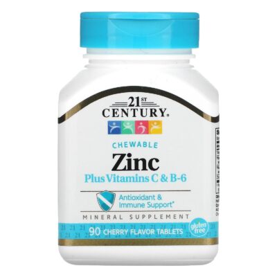 21st Century, Zinc Plus Vitamins C & B-6, Chewable, 90 Tablets