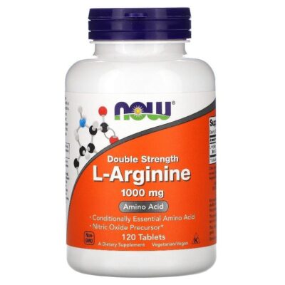 Now Foods L-Arginine Double Strength 1000 mg 120 Tablets bottle