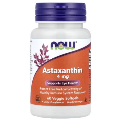NOW Foods Astaxanthin 4 mg 60 Veggie Softgels – Antioxidant Eye & Immune Support