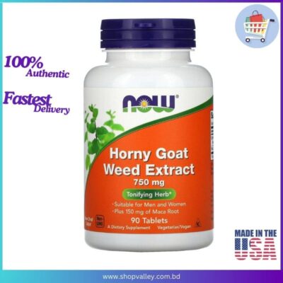 NOW Foods Horny Goat Weed Extract 750mg with Maca – 90 Tablets – Energy & Libido Booster for Men and Women – USA Imported