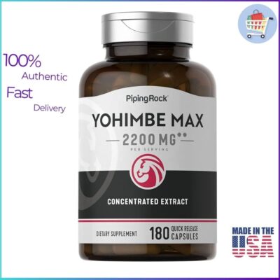 Yohimbe Max 2200 mg – 180 Quick Release Capsules – High Strength Yohimbe Bark Extract