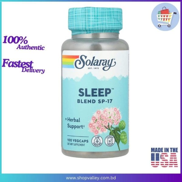 Solaray Sleep Blend SP-17 – 100 Vegan Capsules with Herbal Extracts for Natural Sleep Support