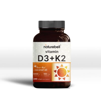 NatureBell Vitamin D3 + K2 5000 IU with Coconut Oil 240 Softgels