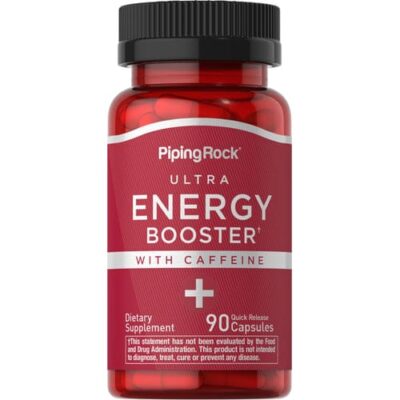 Piping Rock Ultra Energy Booster 90 Capsules – Natural Caffeine & Herbal Energy Blend