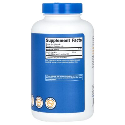 Nutricost Acetyl L-Carnitine 500mg 180 Capsules Bottle-2