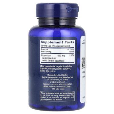 Life Extension Magnesium Caps 500 mg-supplement facts