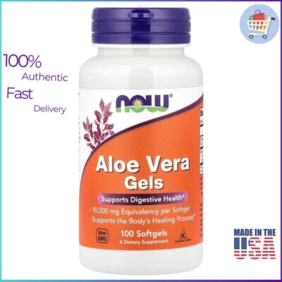 NOW Foods Aloe Vera Gels 50 mg 100 Softgels for Digestive and General Wellness Support