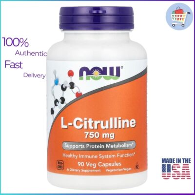 NOW Foods L-Citrulline 750 mg 90 Veg Capsules front bottle”