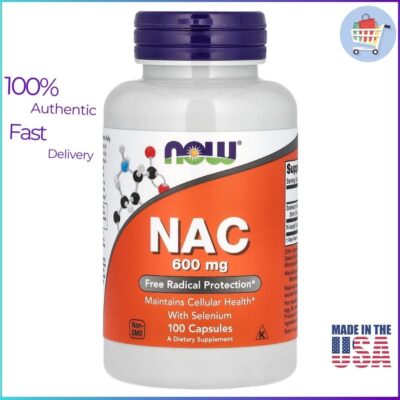 NOW Foods NAC 600 mg with Selenium supplement facts label
