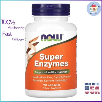 NOW Foods Super Enzymes 90 capsules bottle – digestive enzyme blend