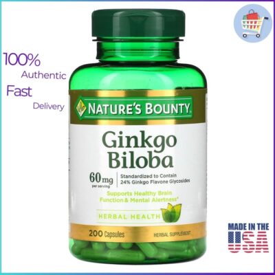 Nature’s Bounty Ginkgo Biloba 60mg front bottle