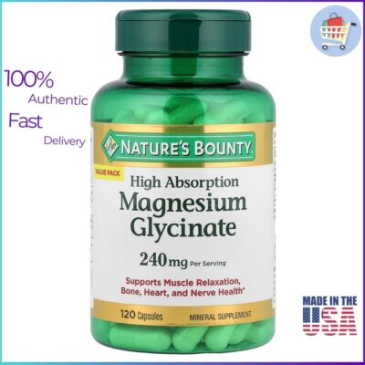 Nature’s Bounty Magnesium Glycinate 240 mg – High Absorption Capsules