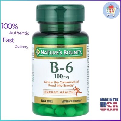 Nature’s Bounty Vitamin B-6 100 mg Bottle Front