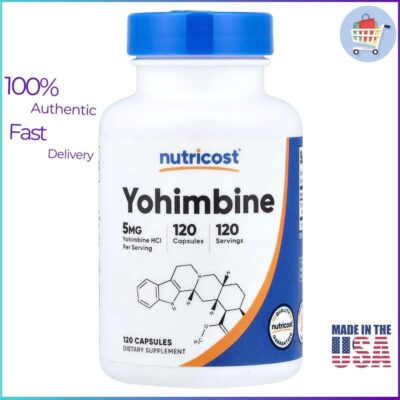 Nutricost Yohimbine 5 mg 120 Capsules Dietary Supplement Bottle