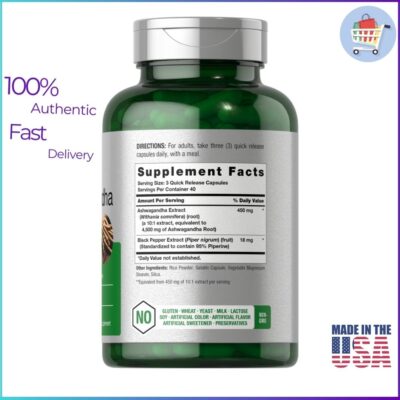 Horbaach Ashwagandha 450mg 120 Capsules Bottle-2