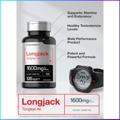 Horbaach Longjack Tongkat Ali 1600mg 120 Capsules Bottle-2