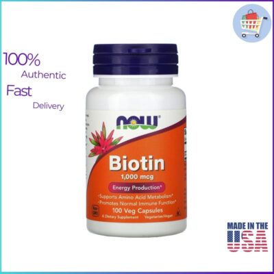 NOW Foods Biotin 1000 mcg 100 Veg Capsules Bottle