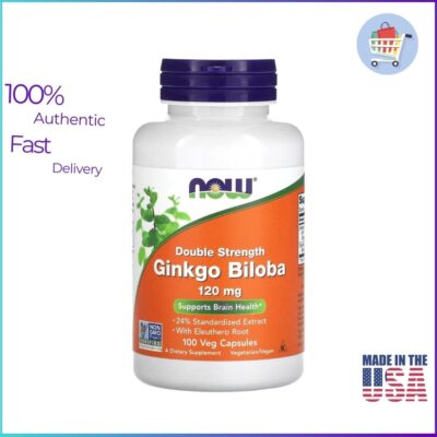 NOW Foods Ginkgo Biloba With Eleuthero Root 100 Veg Capsules Supplement