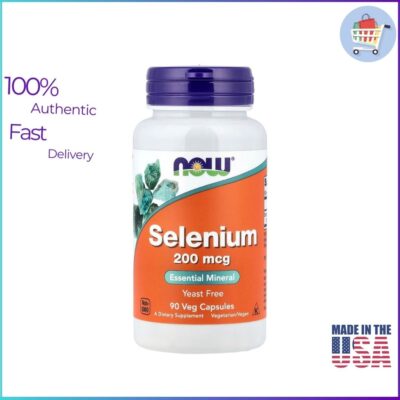 NOW Foods Selenium 200 mcg 90 Veg Capsules bottle (L-selenomethionine)