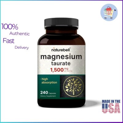 NatureBell Magnesium Taurate 1500mg 240 Capsules Bottle