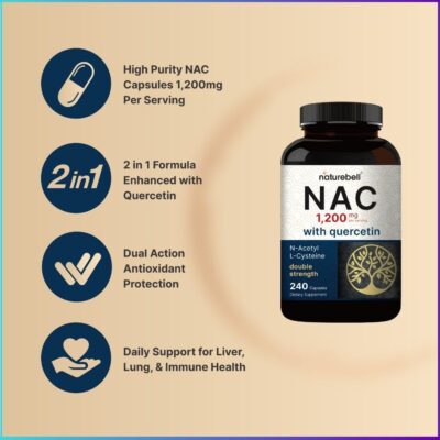 NatureBell NAC 1200mg with Quercetin – 240 Capsules-2