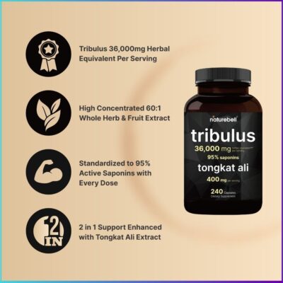 NatureBell Tribulus-36,000mg with Tongkat Ali 400mg – 240 Capsules Bottle-2