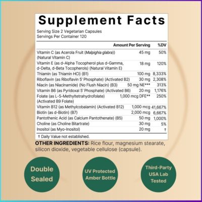 NatureBell Vitamin B Complex for Women 240 Capsules Bottle-3