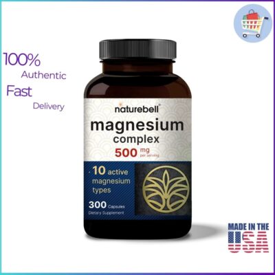 NatureBell Magnesium Complex 500mg 300 Capsules Supplement Bottle