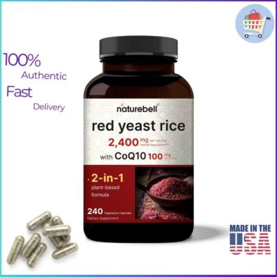 NatureBell Red Yeast Rice 2400mg with CoQ10 – 240 Vegetarian Capsules