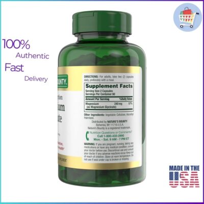 Nature’s Bounty Magnesium Glycinate 120 Capsules Supplement-2