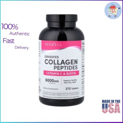 NeoCell Grassfed Collagen Peptides + Vitamin C & Biotin 270 Tablets bottle