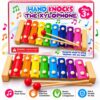 Kids musical xylophone toy with colorful bars and two mallets