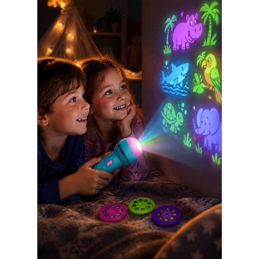 Projection Flashlight 2-in-1 Toy – শিশুদের প্রজেক্টর ও ফ্ল্যাশলাইট খেলনা - Image 2