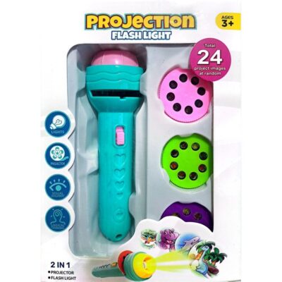 Projection Flashlight 2-in-1 Toy for Kids with 24 Images