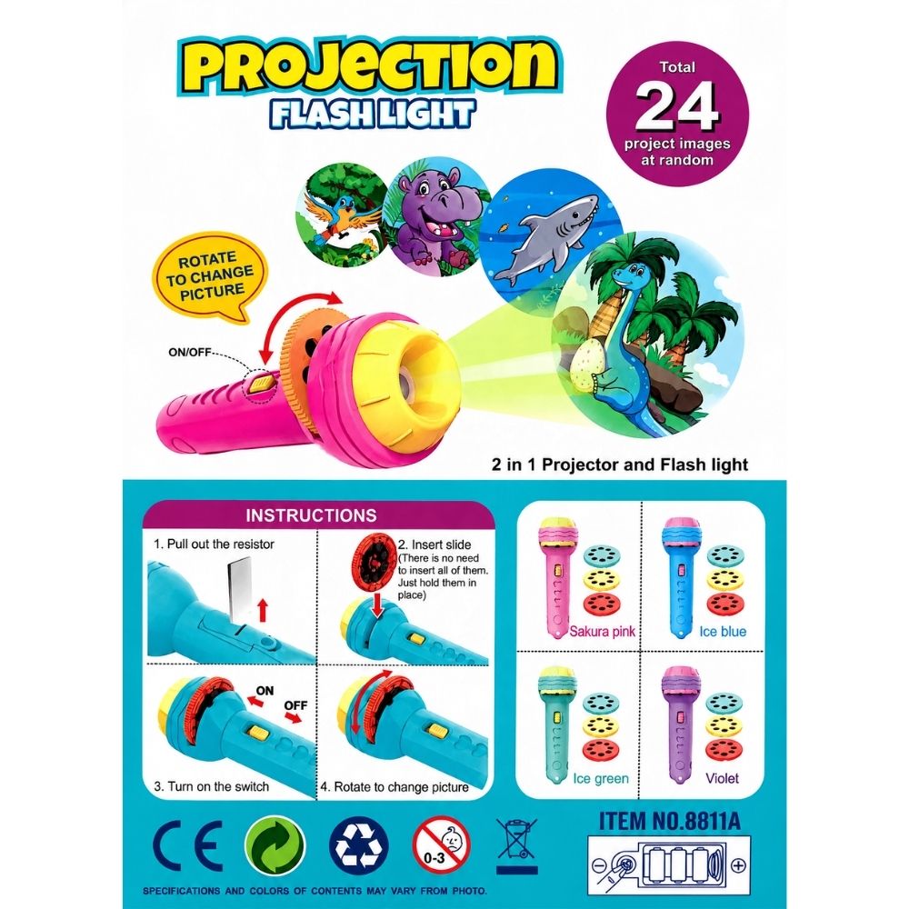 Projection Flashlight 2-in-1 Toy – শিশুদের প্রজেক্টর ও ফ্ল্যাশলাইট খেলনা - Image 3