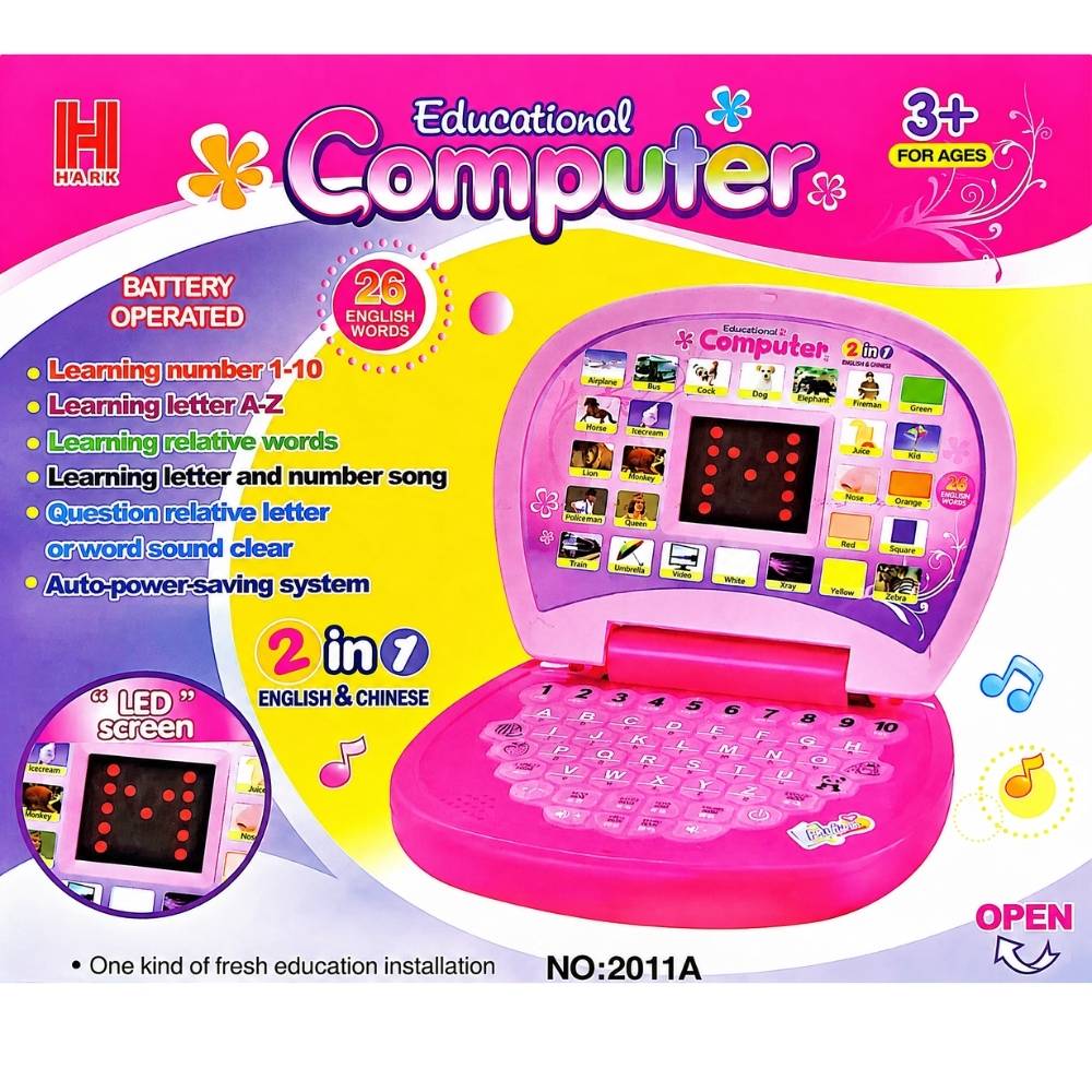 HARIK Educational Computer Toy Pink English Chinese Learning Laptop